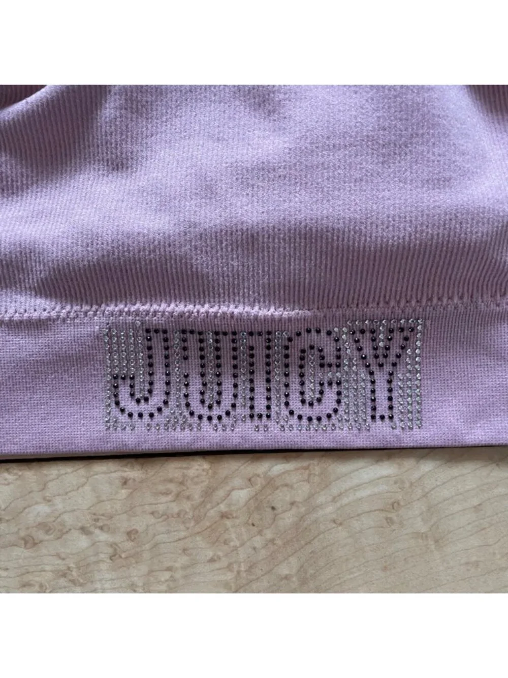 Y2K Juicy Couture Rhinestone Spellout Sports Bra Pale Pink M Adjustable Glam